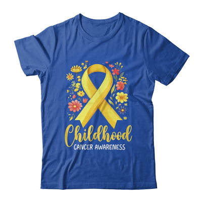Gold Ribbon Childhood Cancer Awareness Girls Kids Women Floral Shirt & Hoodie | teecentury