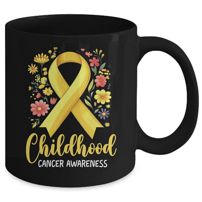 Gold Ribbon Childhood Cancer Awareness Girls Kids Women Floral Mug | teecentury