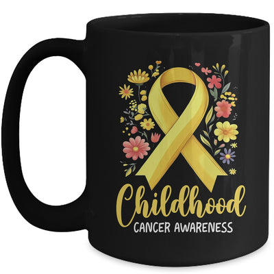 Gold Ribbon Childhood Cancer Awareness Girls Kids Women Floral Mug | teecentury