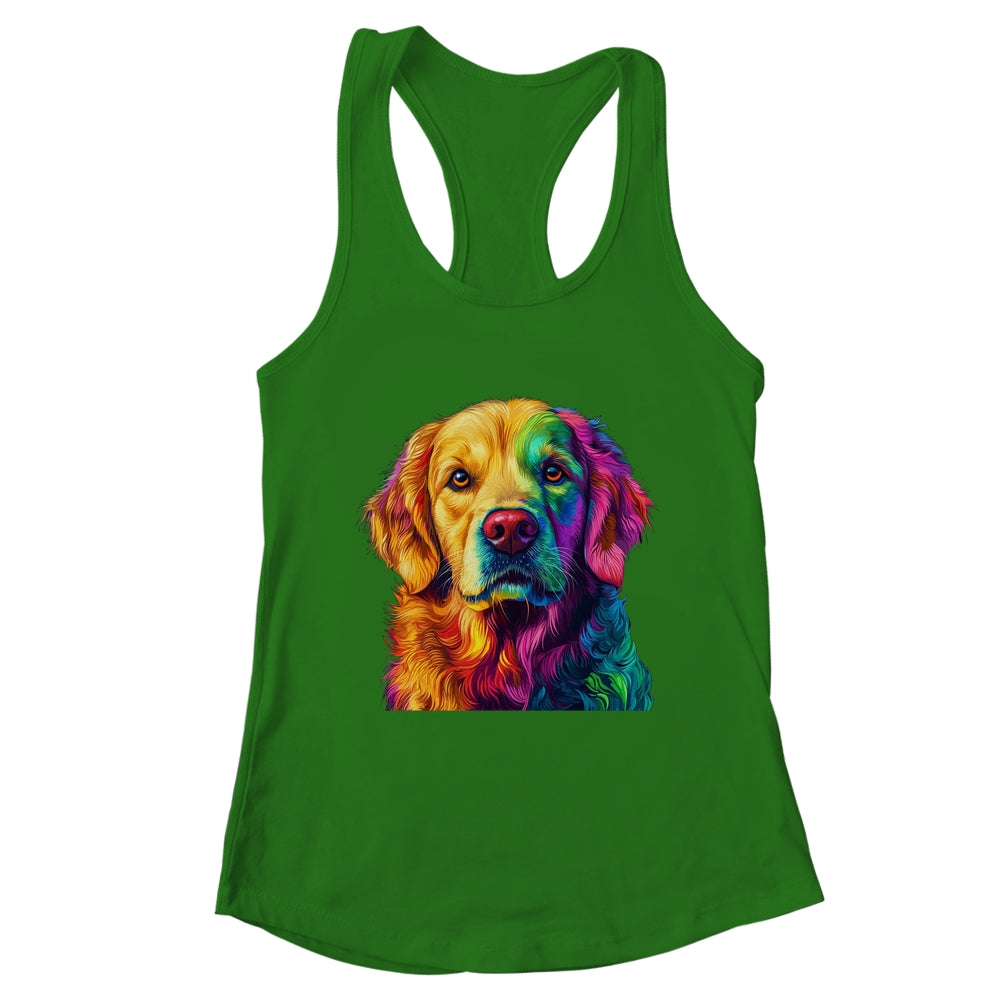 Golden Retriever Dog Colorful Face Dog Lover Men Women Shirt & Tank Top | teecentury