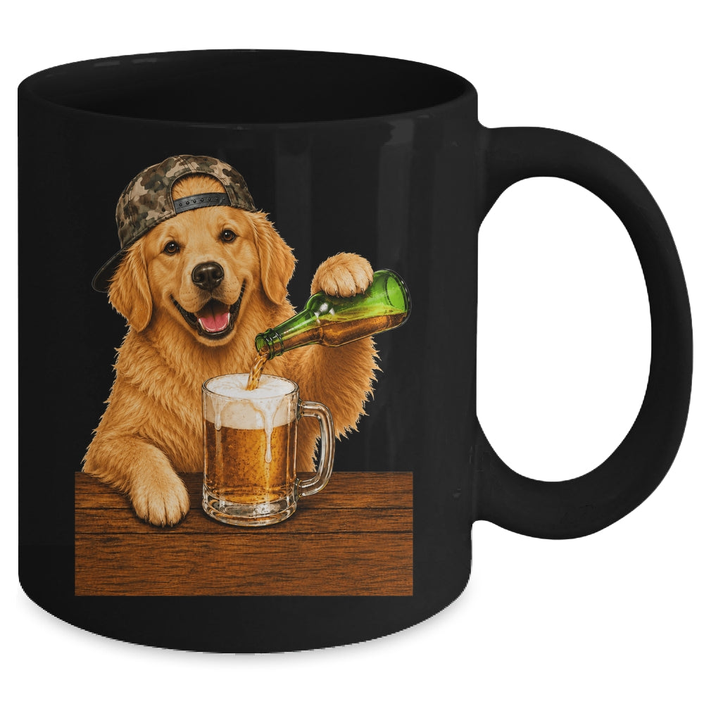 Golden Retriever Drinking Beer Funny Dog Meme Fathers Day Mug | teecentury