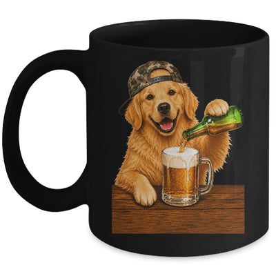 Golden Retriever Drinking Beer Funny Dog Meme Fathers Day Mug | teecentury