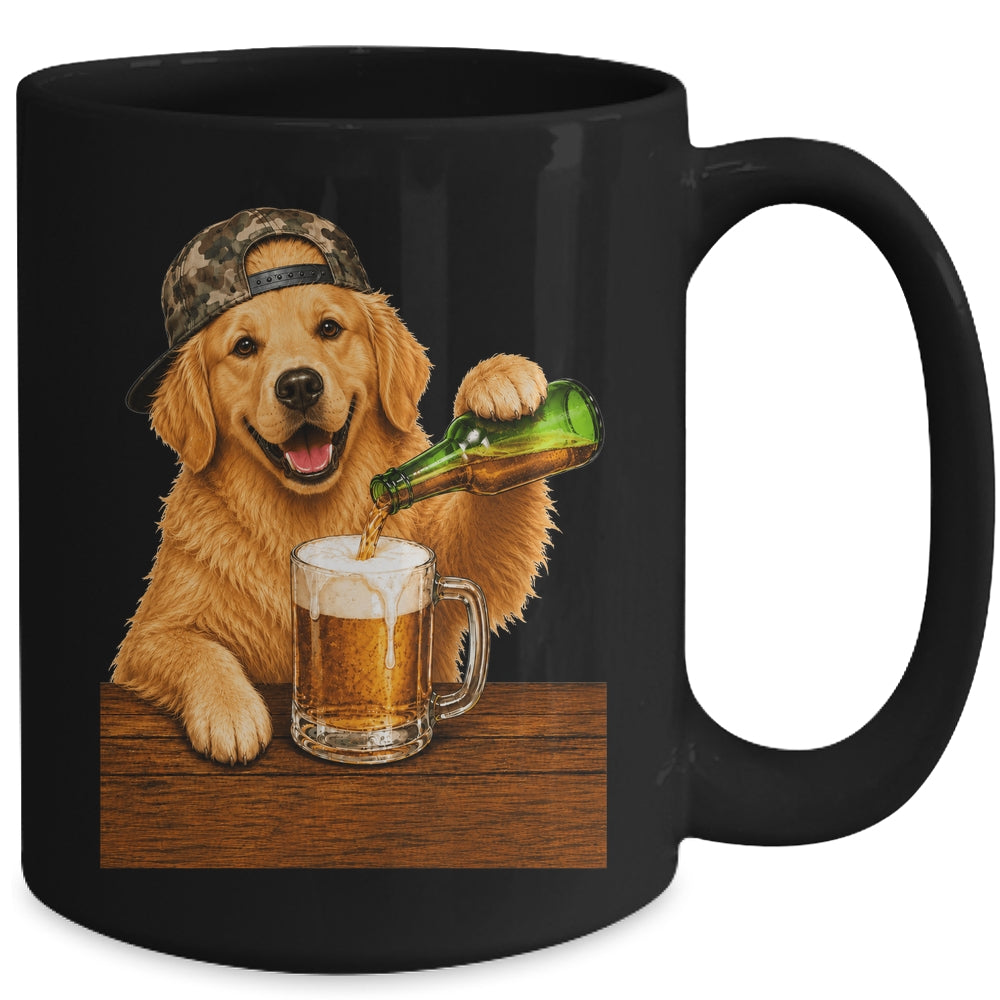 Golden Retriever Drinking Beer Funny Dog Meme Fathers Day Mug | teecentury