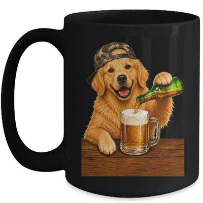 Golden Retriever Drinking Beer Funny Dog Meme Fathers Day Mug | teecentury