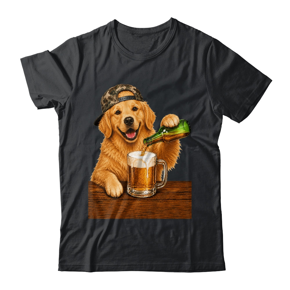 Golden Retriever Drinking Beer Funny Dog Meme Fathers Day Shirt & Hoodie | teecentury