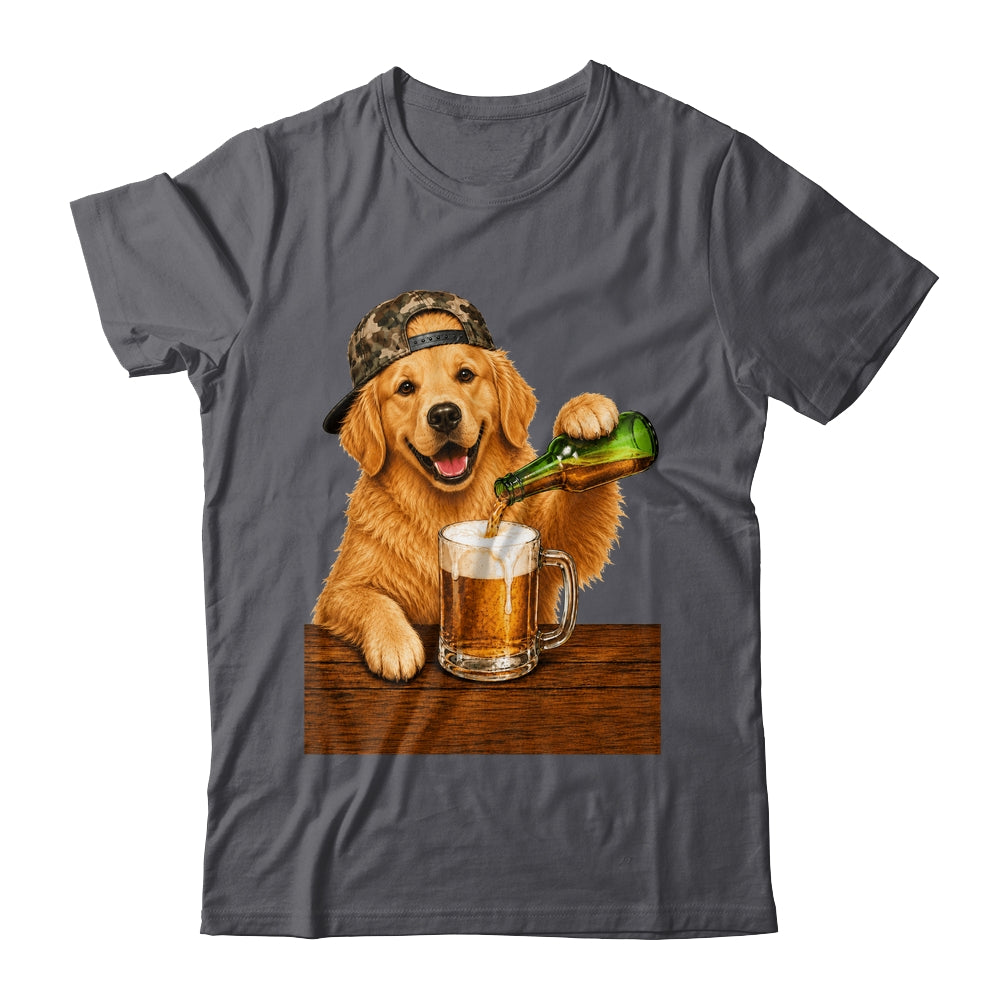 Golden Retriever Drinking Beer Funny Dog Meme Fathers Day Shirt & Hoodie | teecentury