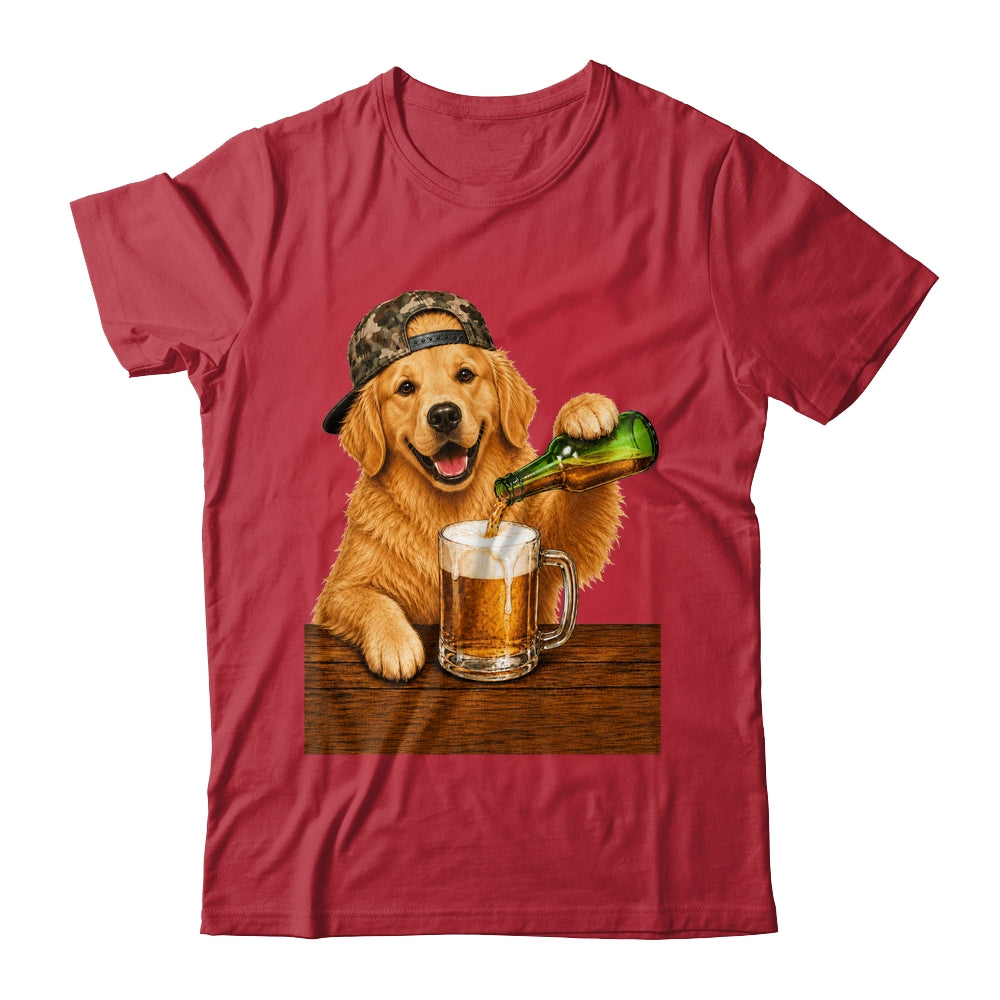 Golden Retriever Drinking Beer Funny Dog Meme Fathers Day Shirt & Hoodie | teecentury