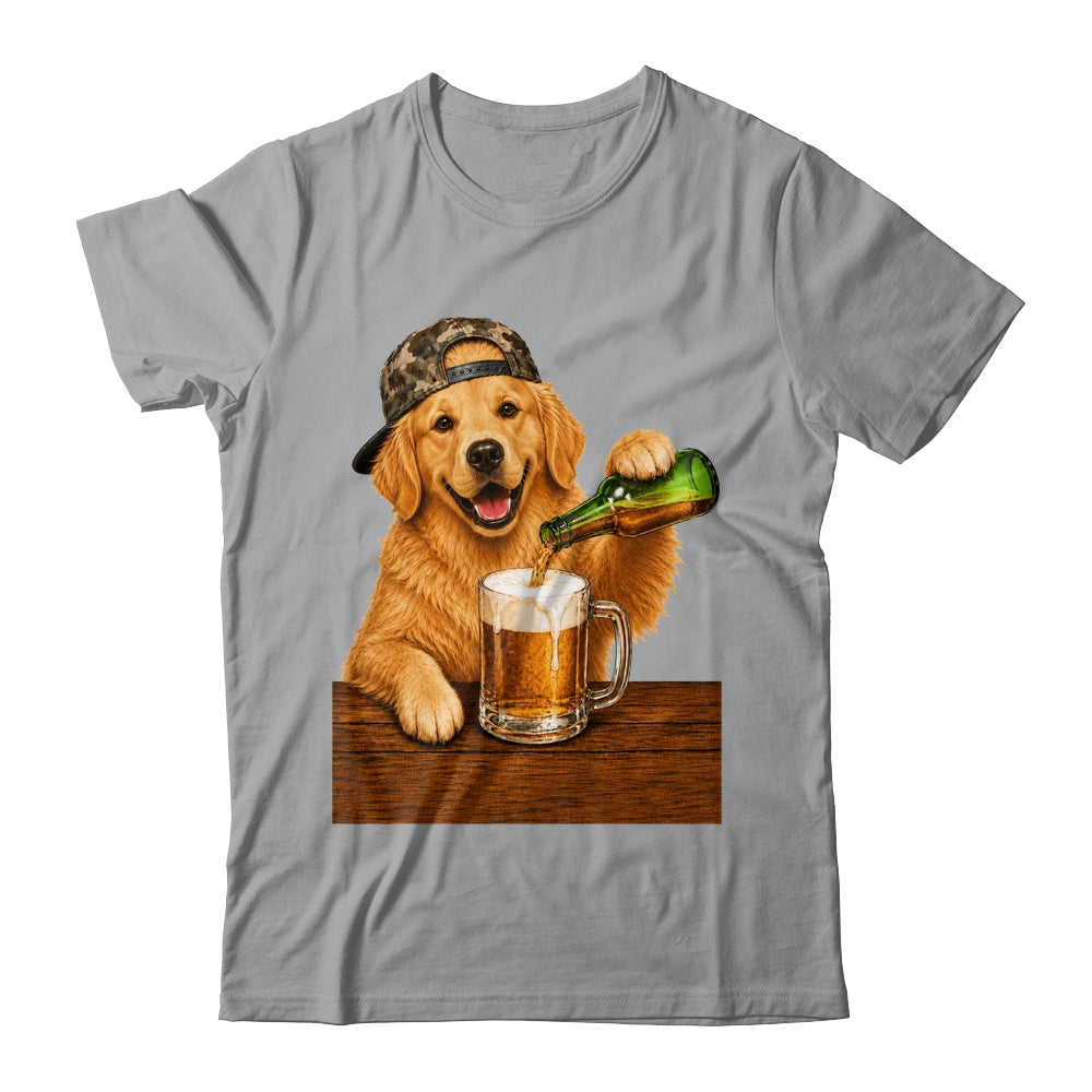 Golden Retriever Drinking Beer Funny Dog Meme Fathers Day Shirt & Hoodie | teecentury