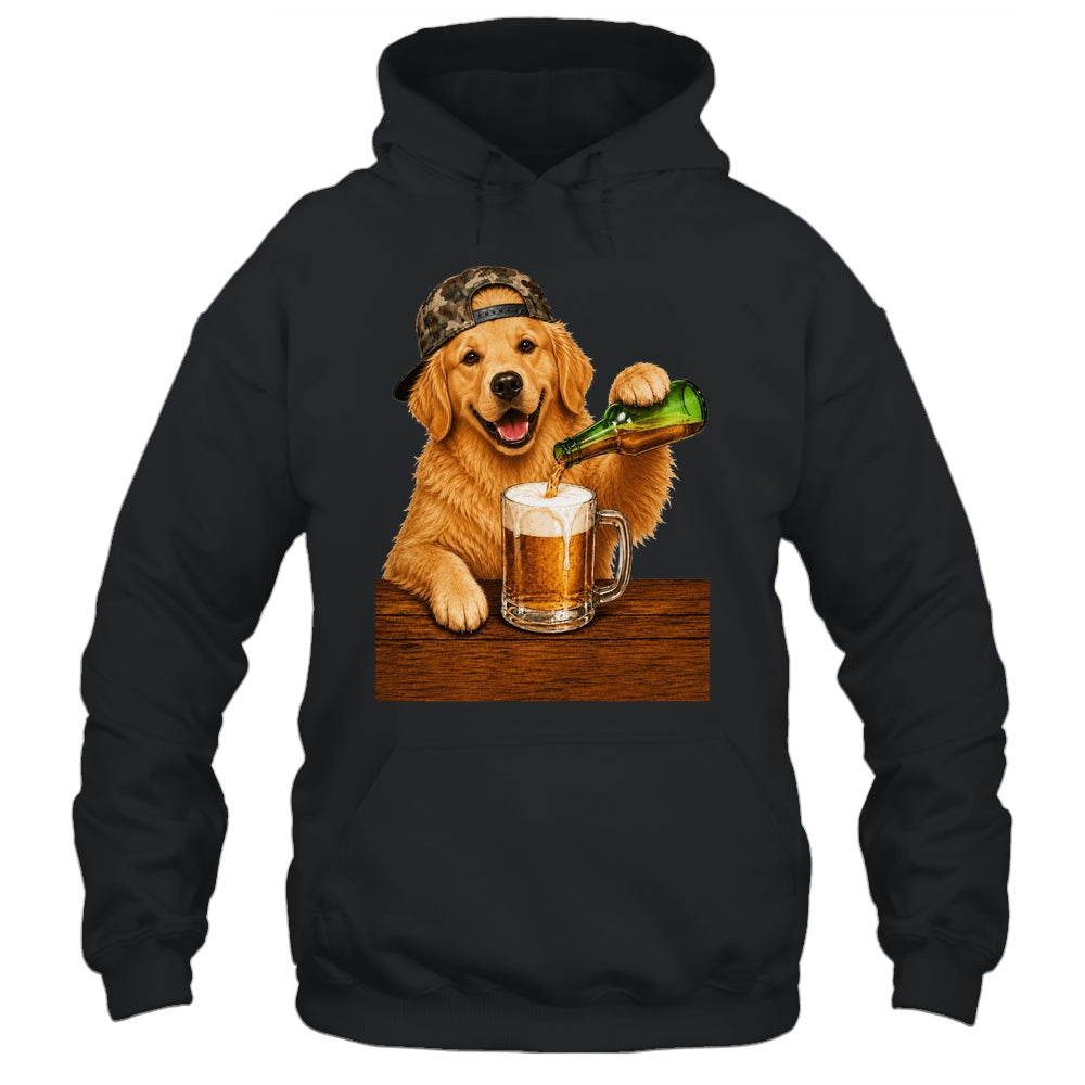 Golden Retriever Drinking Beer Funny Dog Meme Fathers Day Shirt & Hoodie | teecentury