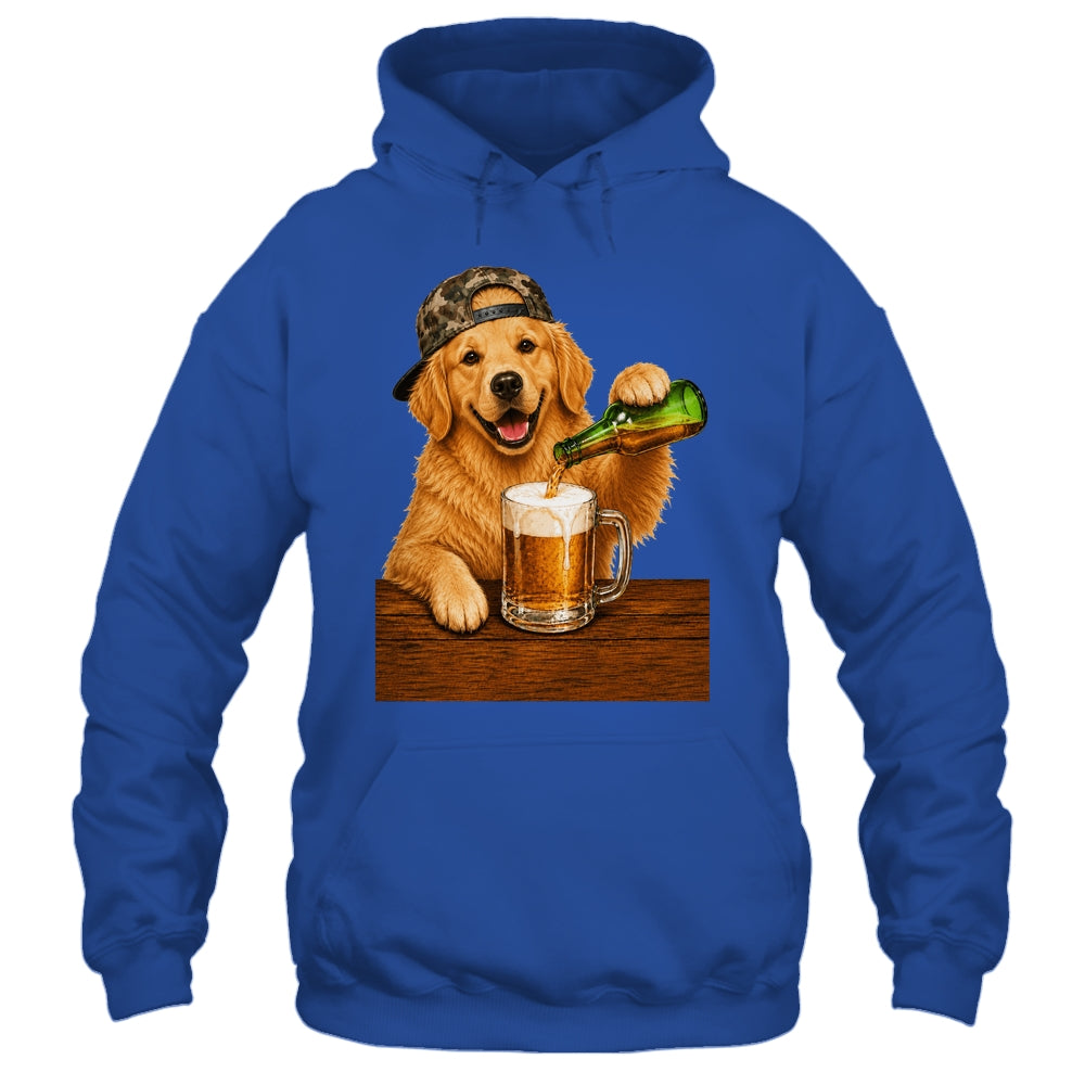Golden Retriever Drinking Beer Funny Dog Meme Fathers Day Shirt & Hoodie | teecentury