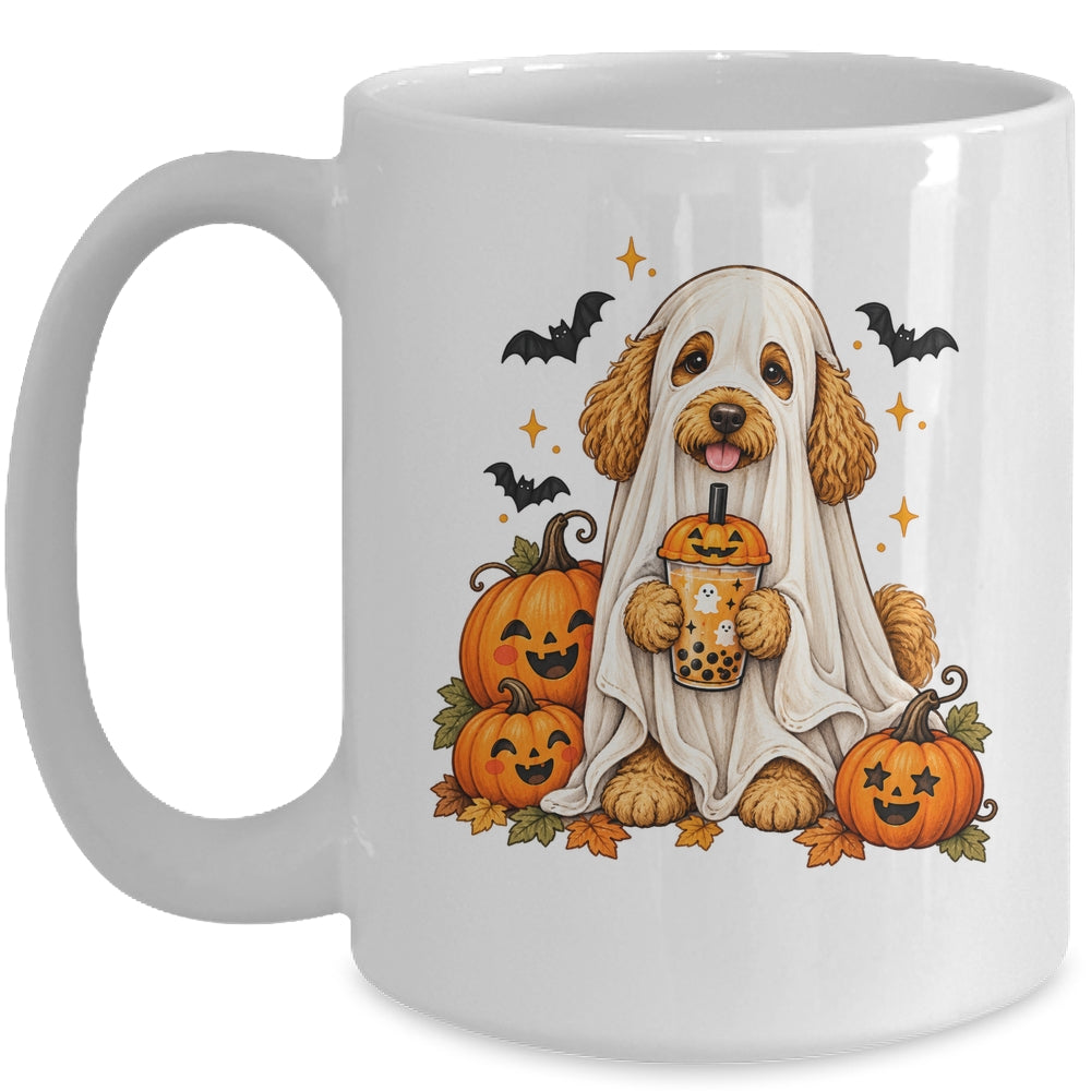 Goldendoodle Ghost and Cute Halloween Dog Humor Mug | teecentury