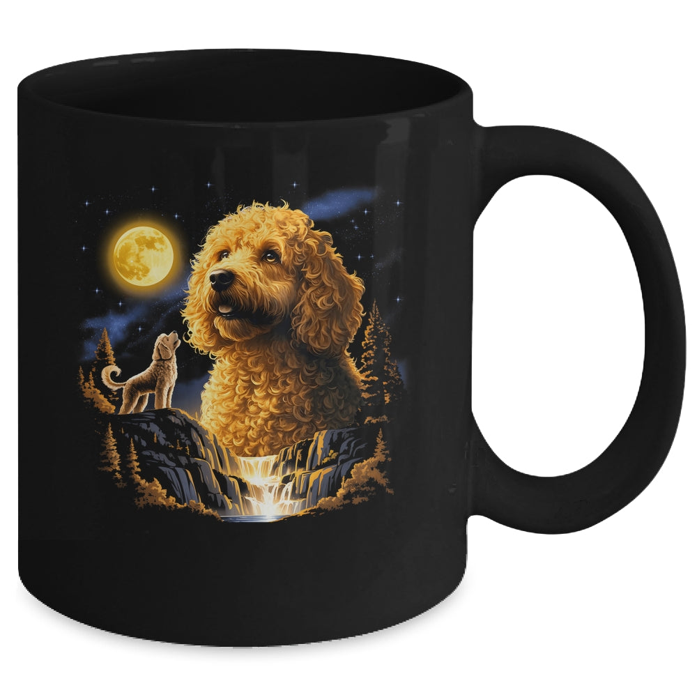 Goldendoodle Howling To The Moon Vintage Funny Dog Art Mug | teecentury
