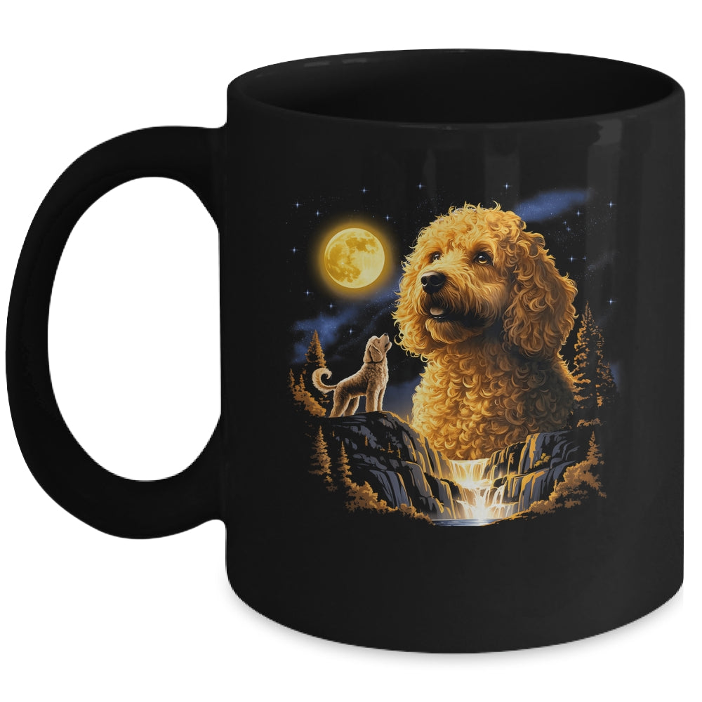 Goldendoodle Howling To The Moon Vintage Funny Dog Art Mug | teecentury