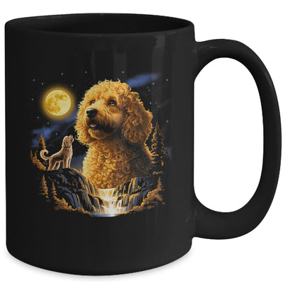 Goldendoodle Howling To The Moon Vintage Funny Dog Art Mug | teecentury