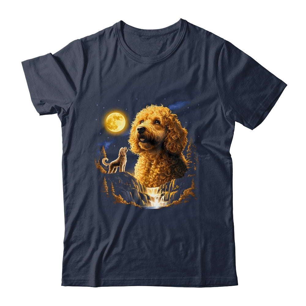 Goldendoodle Howling To The Moon Vintage Funny Dog Art Shirt & Hoodie | teecentury