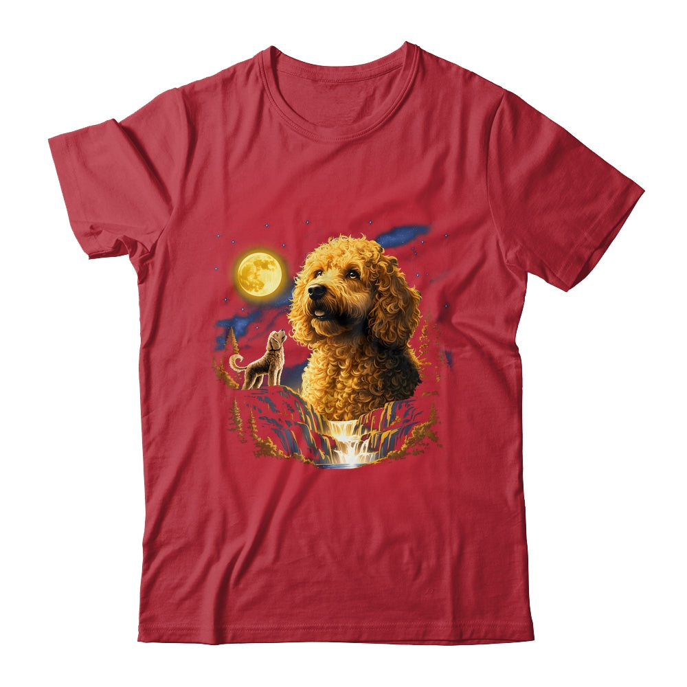Goldendoodle Howling To The Moon Vintage Funny Dog Art Shirt & Hoodie | teecentury