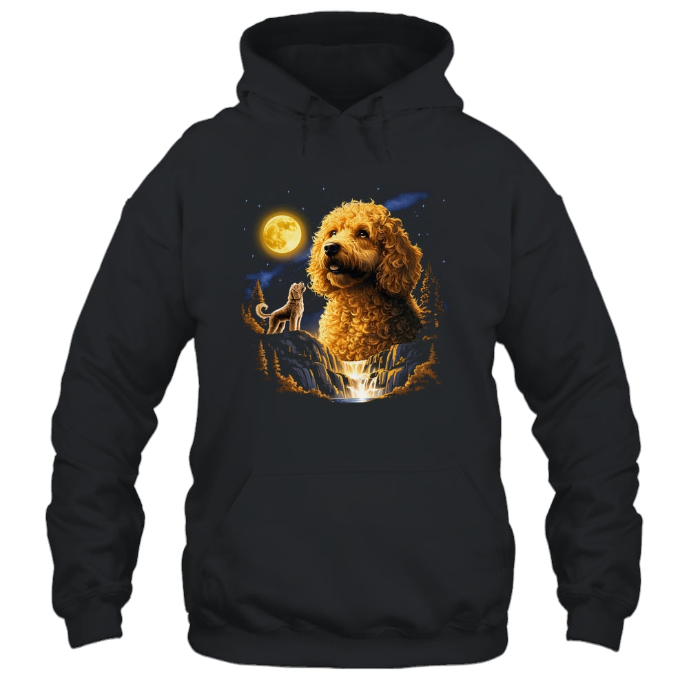 Goldendoodle Howling To The Moon Vintage Funny Dog Art Shirt & Hoodie | teecentury