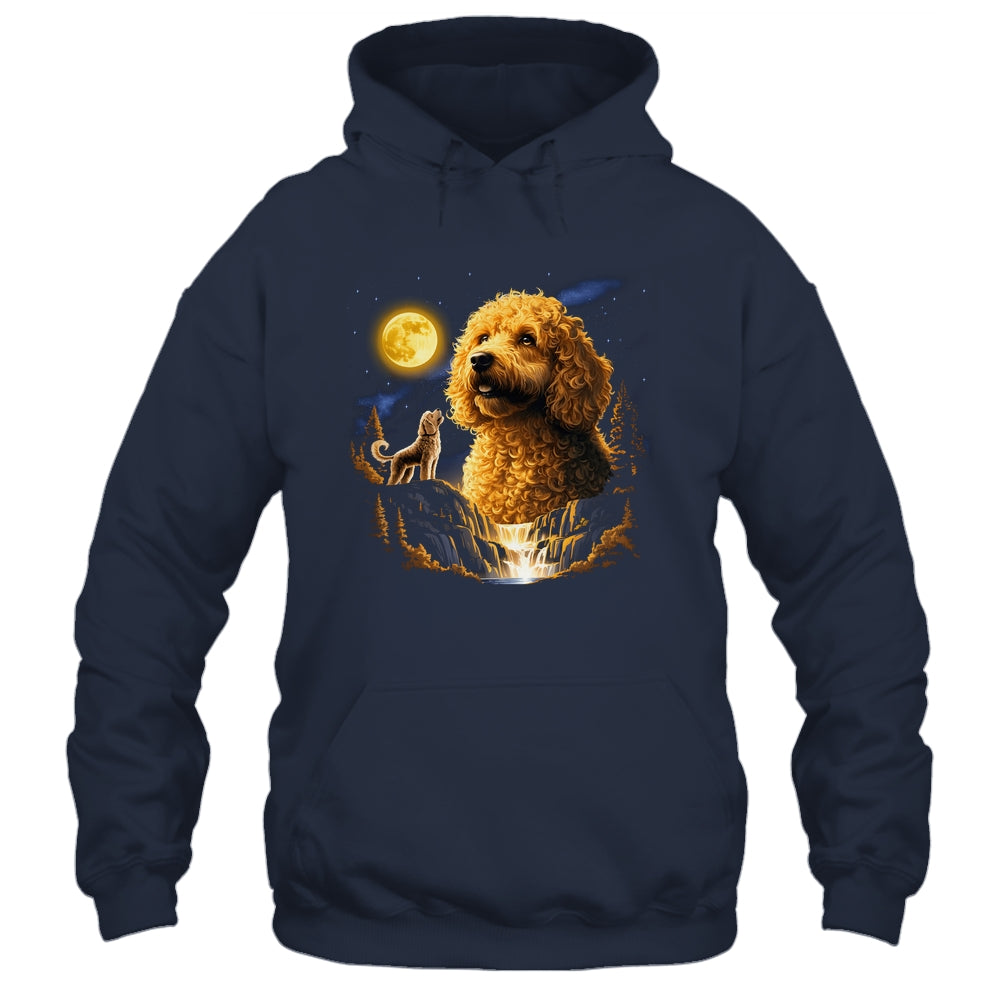 Goldendoodle Howling To The Moon Vintage Funny Dog Art Shirt & Hoodie | teecentury