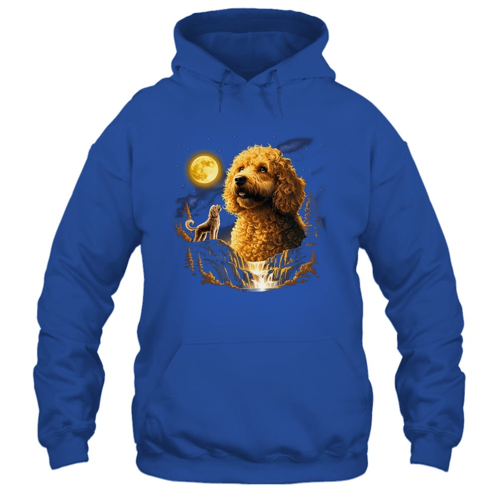 Goldendoodle Howling To The Moon Vintage Funny Dog Art Shirt & Hoodie | teecentury