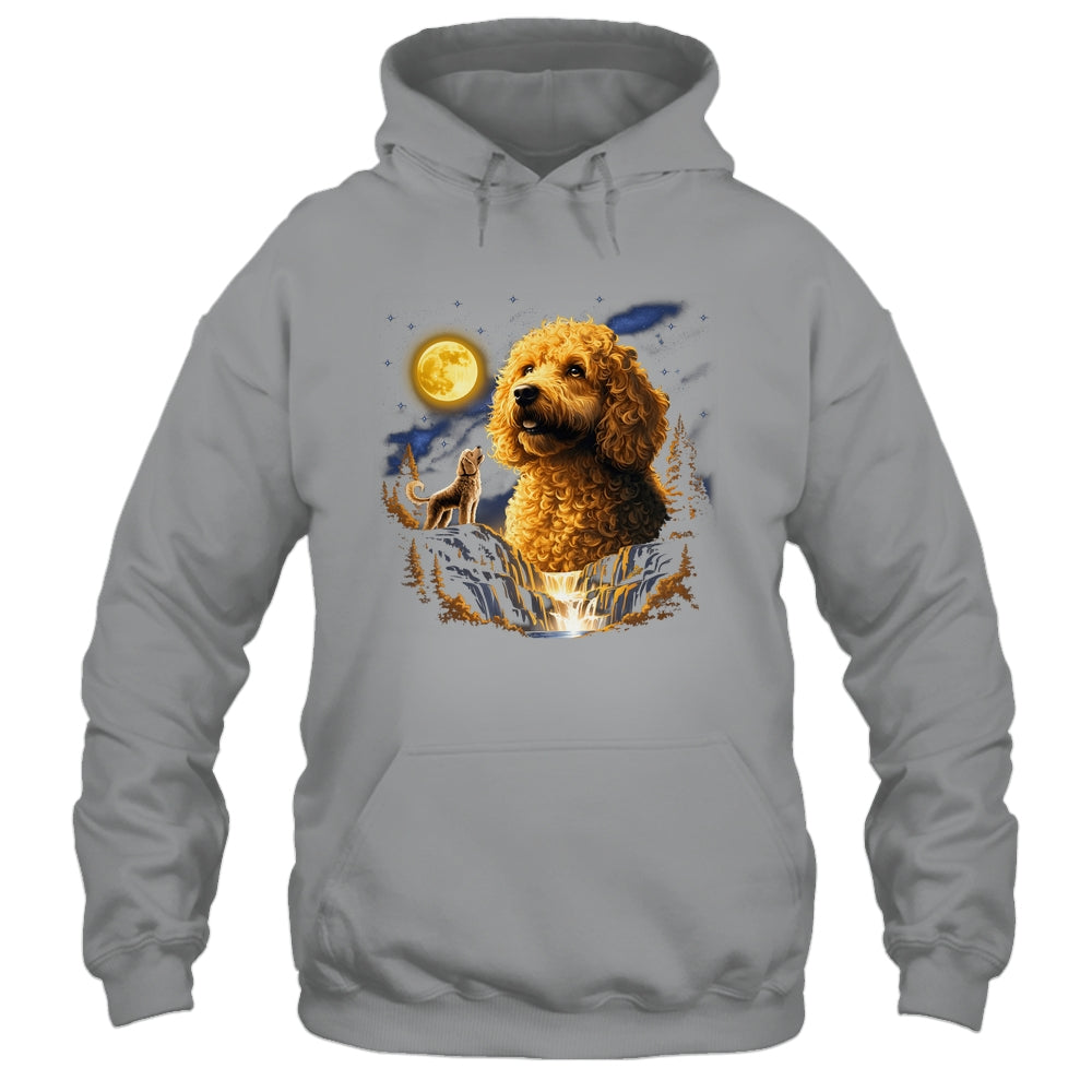 Goldendoodle Howling To The Moon Vintage Funny Dog Art Shirt & Hoodie | teecentury