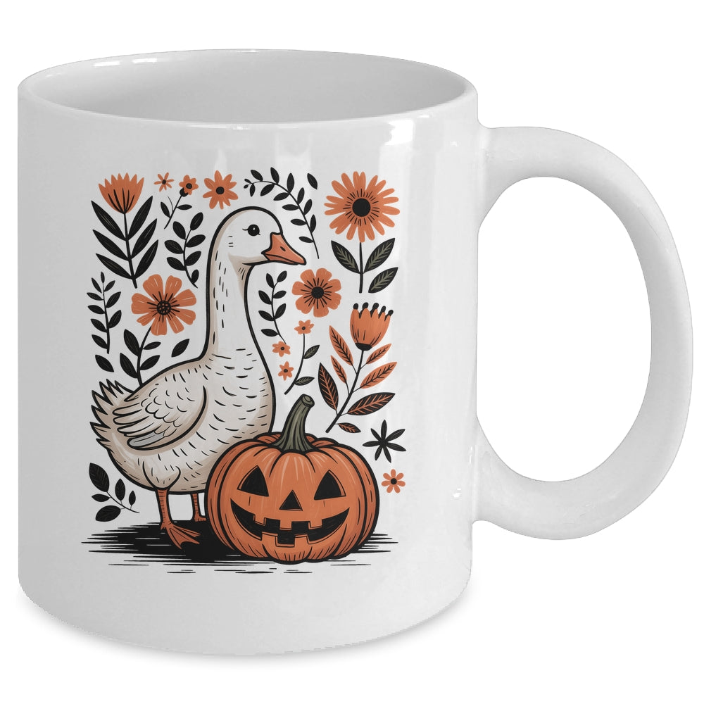Goose Halloween Fall Goose Floral Boho Halloween Funny Fall Mug | teecentury