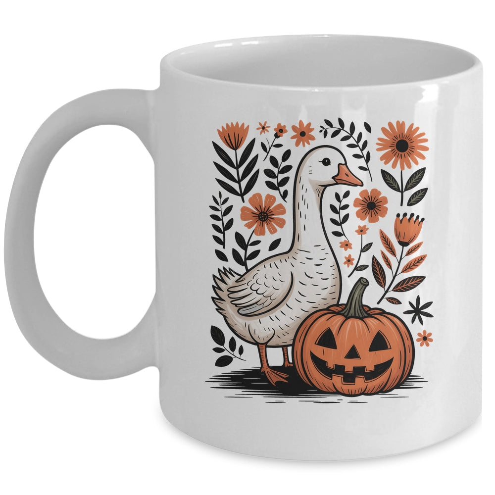 Goose Halloween Fall Goose Floral Boho Halloween Funny Fall Mug | teecentury