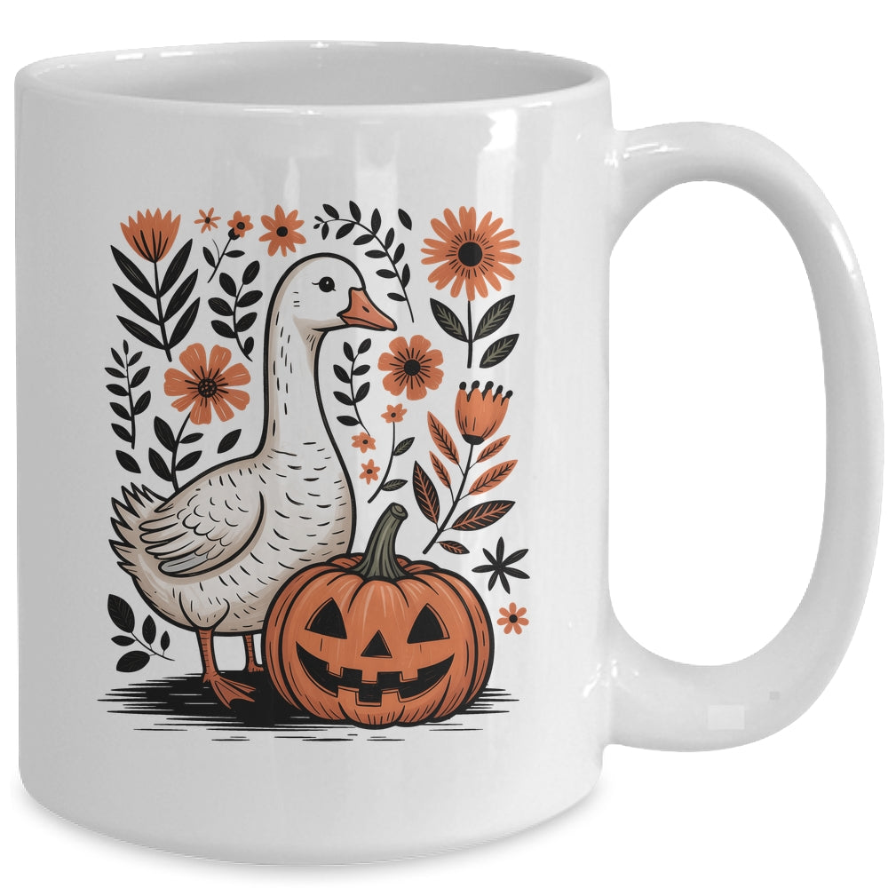 Goose Halloween Fall Goose Floral Boho Halloween Funny Fall Mug | teecentury
