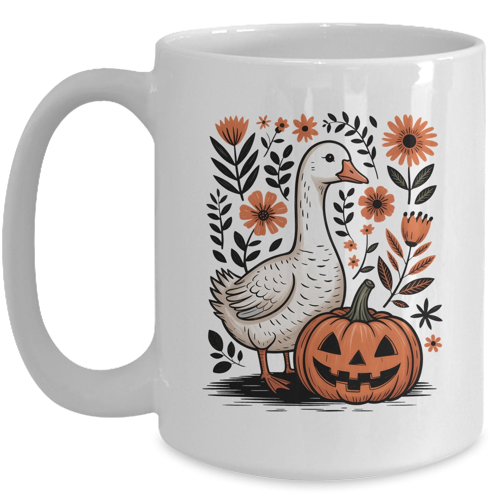 Goose Halloween Fall Goose Floral Boho Halloween Funny Fall Mug | teecentury