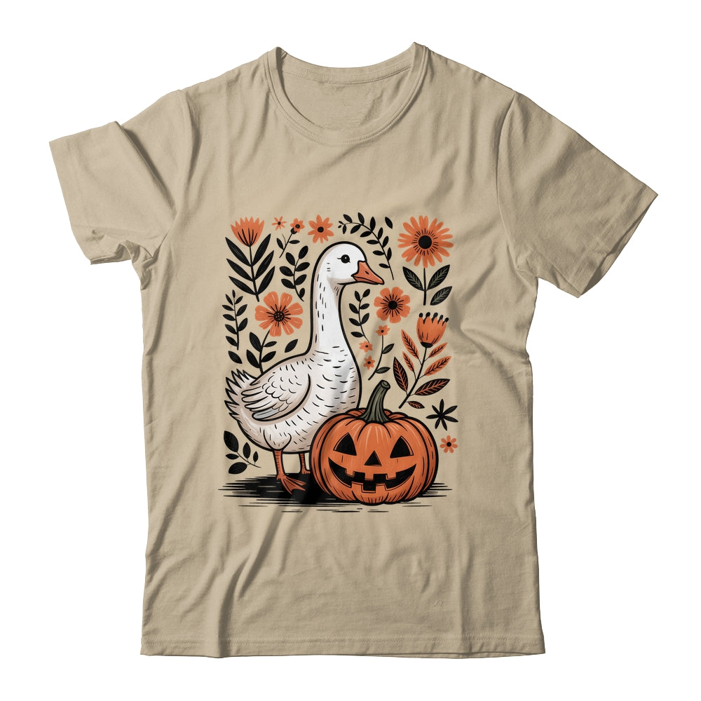 Goose Halloween Fall Goose Floral Boho Halloween Funny Fall Shirt & Sweatshirt | teecentury