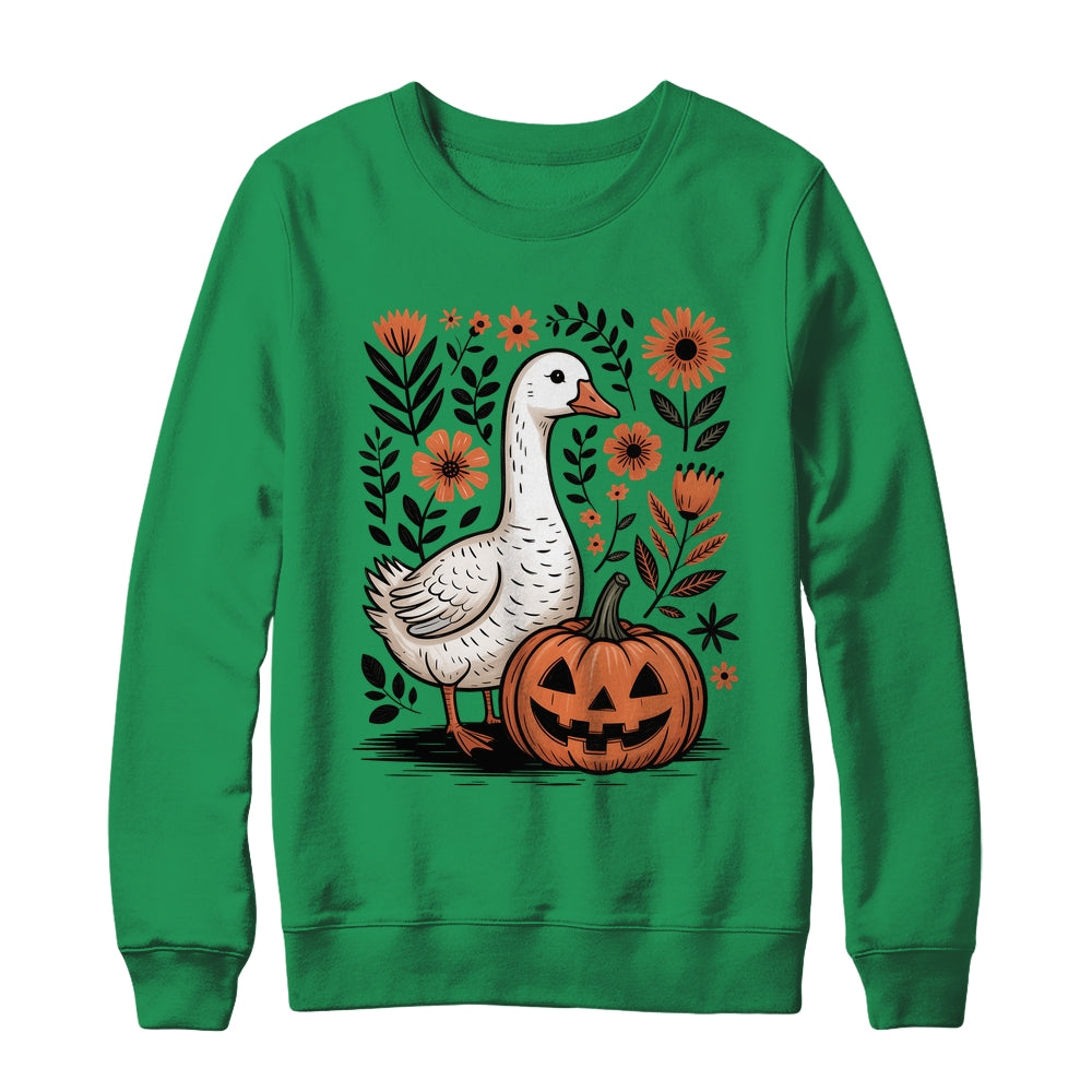 Goose Halloween Fall Goose Floral Boho Halloween Funny Fall Shirt & Sweatshirt | teecentury