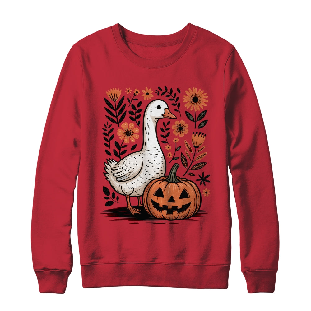 Goose Halloween Fall Goose Floral Boho Halloween Funny Fall Shirt & Sweatshirt | teecentury