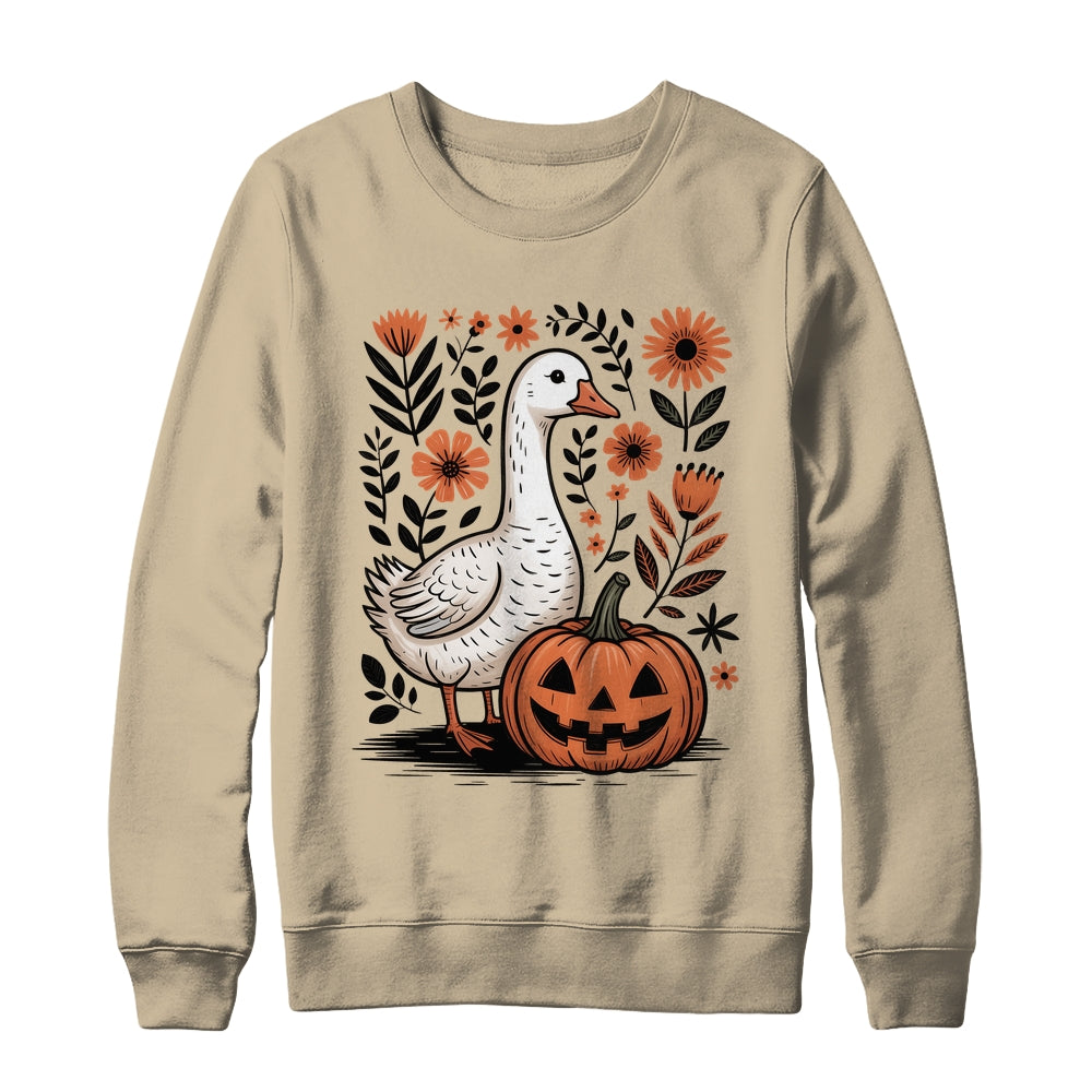 Goose Halloween Fall Goose Floral Boho Halloween Funny Fall Shirt & Sweatshirt | teecentury