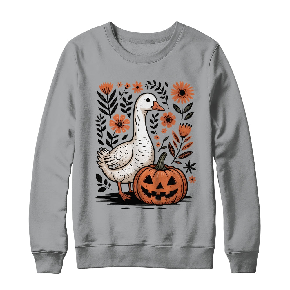 Goose Halloween Fall Goose Floral Boho Halloween Funny Fall Shirt & Sweatshirt | teecentury