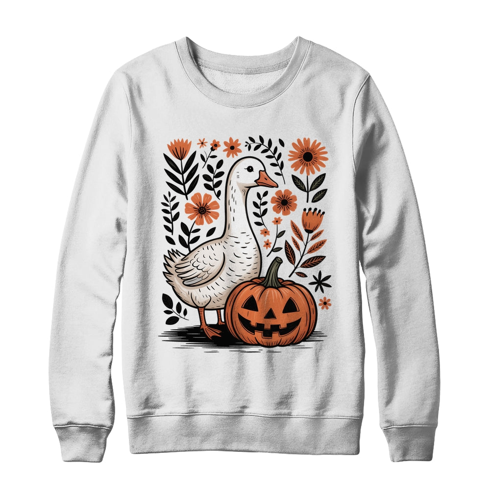 Goose Halloween Fall Goose Floral Boho Halloween Funny Fall Shirt & Sweatshirt | teecentury