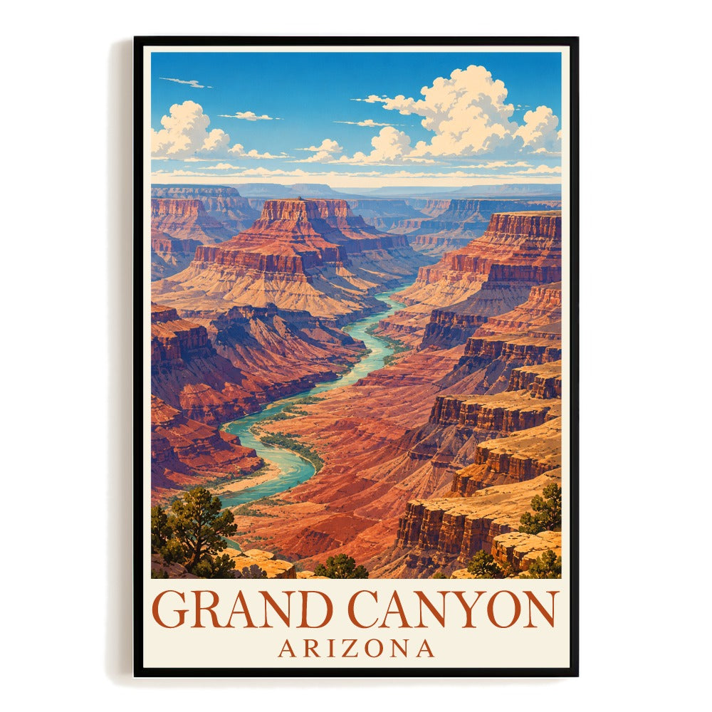 Grand Canyon Arizona Vintage Travel Poster Landscape Wall Art Nature Print Painting Souvenir Home Office Living Room Bedroom Decor Unframed | teecentury