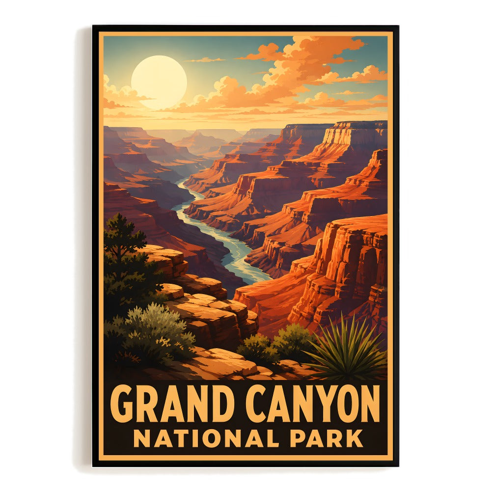 Grand Canyon National Park Southwest Travel Poster Arizona Vintage Landscape Wall Art Decor For Home Living Room Office Souvenir Print Nature Adventure Gift Unframed | teecentury