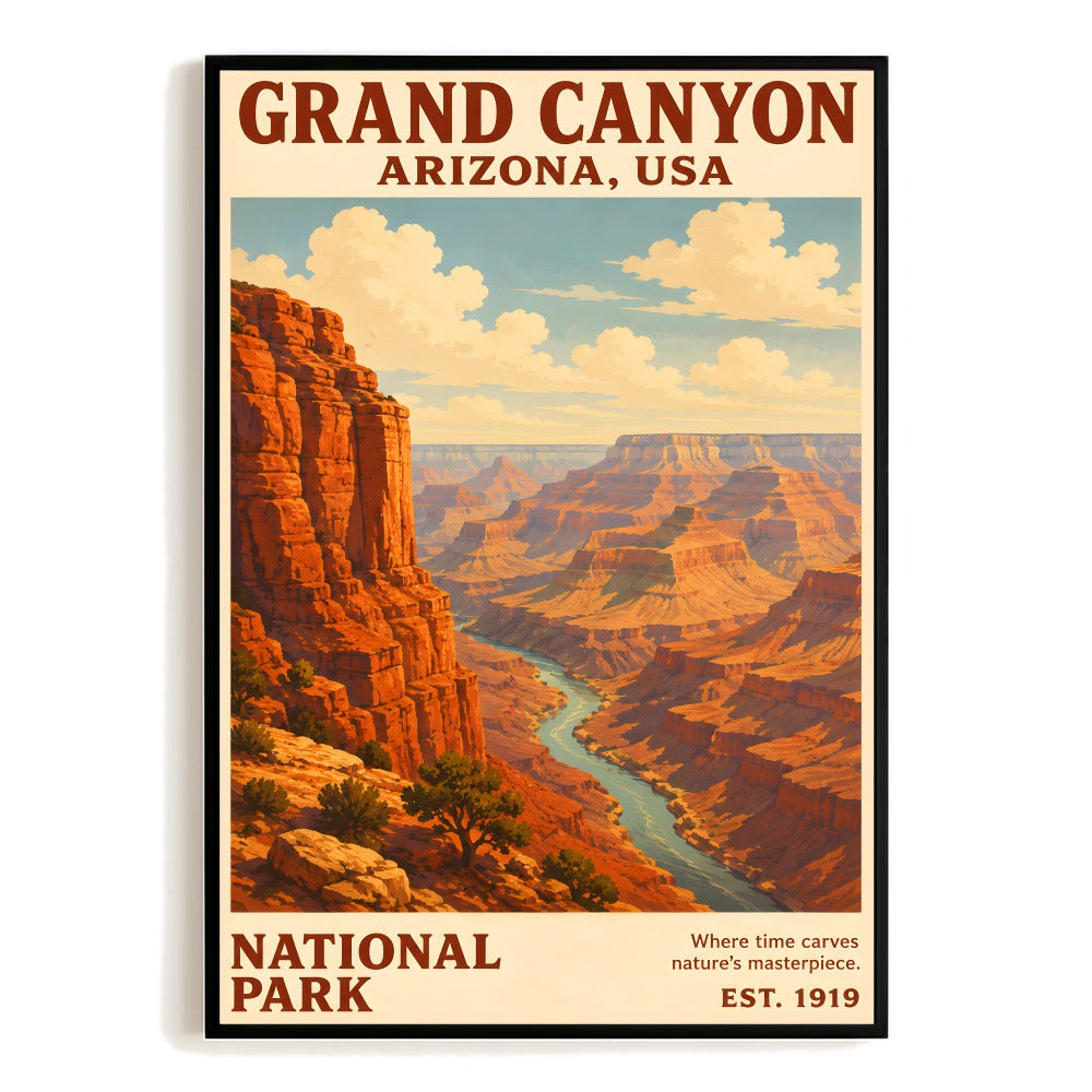 Grand Canyon National Park Travel Poster Arizona Landscape Vintage Print Souvenir Gifts Artwork Ideal For Home Office Living Room Bedroom Wall Decor Unframed | teecentury