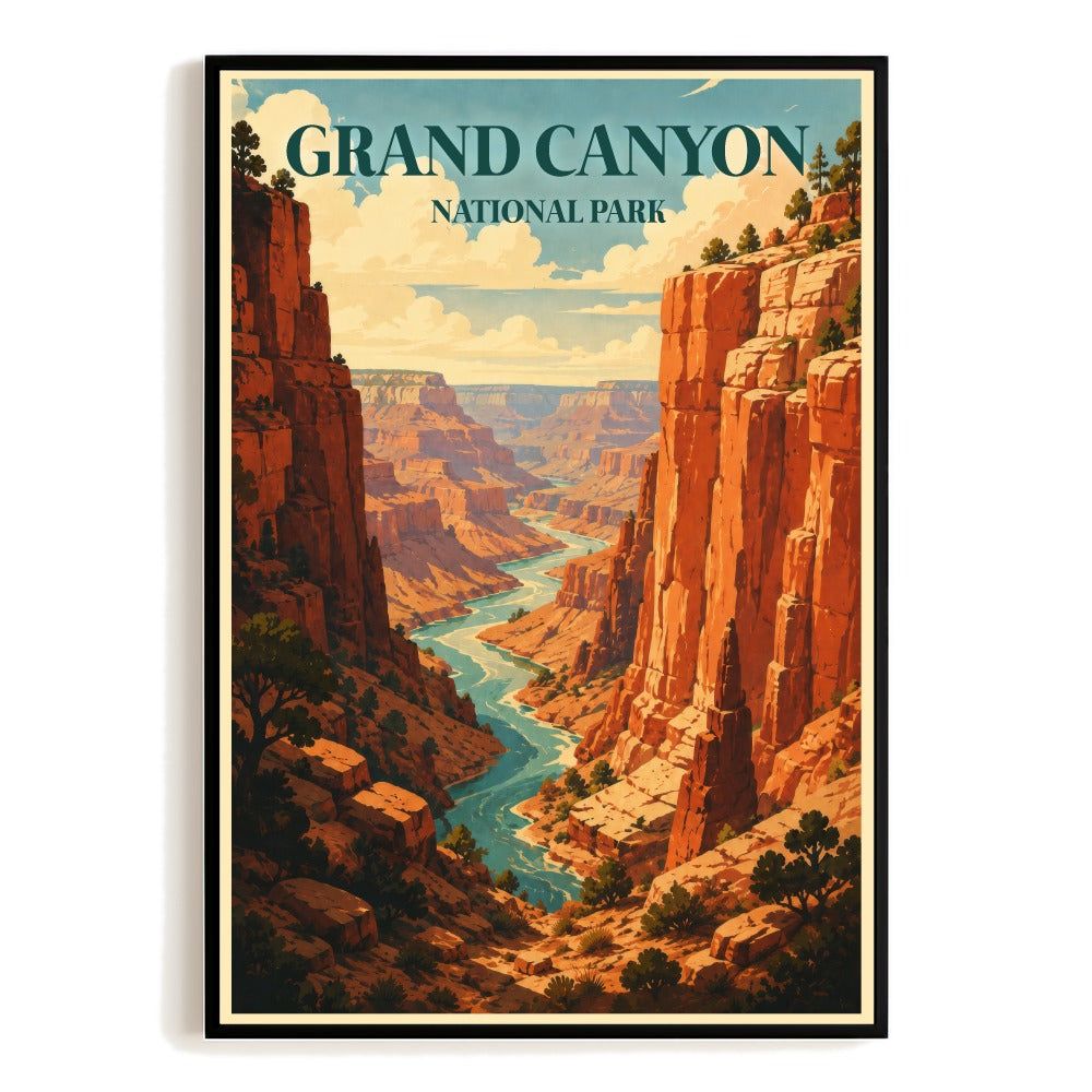 Grand Canyon National Park Travel Poster Vintage Landscape Arizona Wall Art Souvenir Print Painting Picture For Home Living Room Office Bedroom Decor Unframed | teecentury