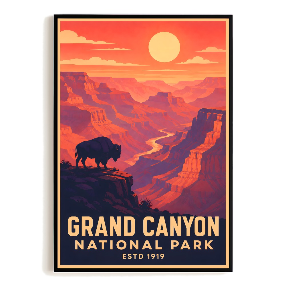 Grand Canyon National Park Travel Poster Vintage Landscape Wall Art Decor For Nature Lovers Adventure Gift Souvenir Print Ideal For Home Living Room Office Unframed | teecentury