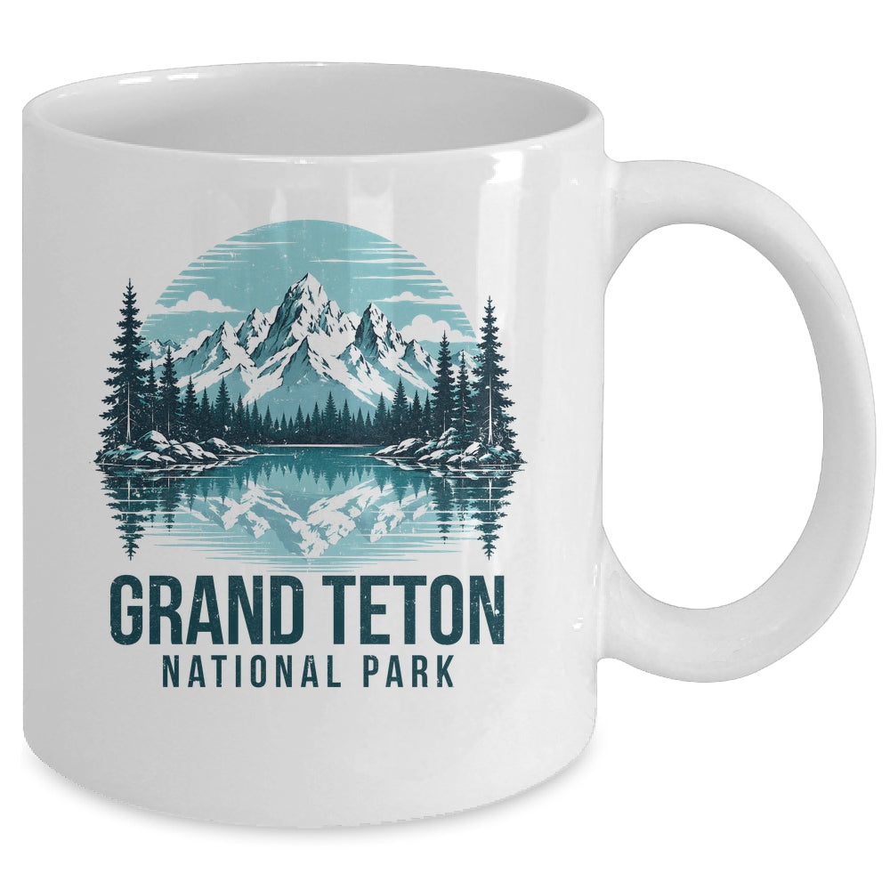 Grand Teton National Park Retro Mountain Lake Outdoor Hiking Mug | teecentury