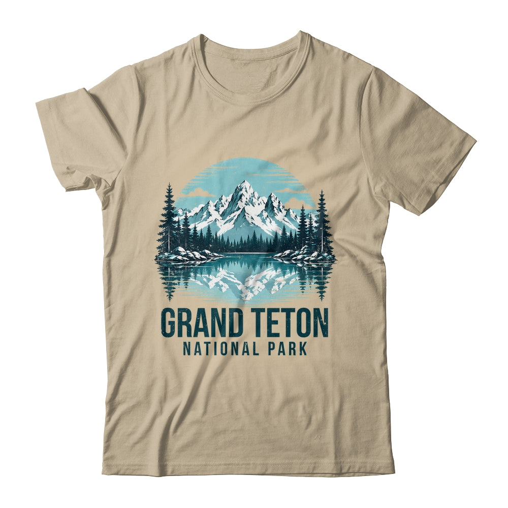 Grand Teton National Park Retro Mountain Lake Outdoor Hiking Shirt & Tank Top | teecentury