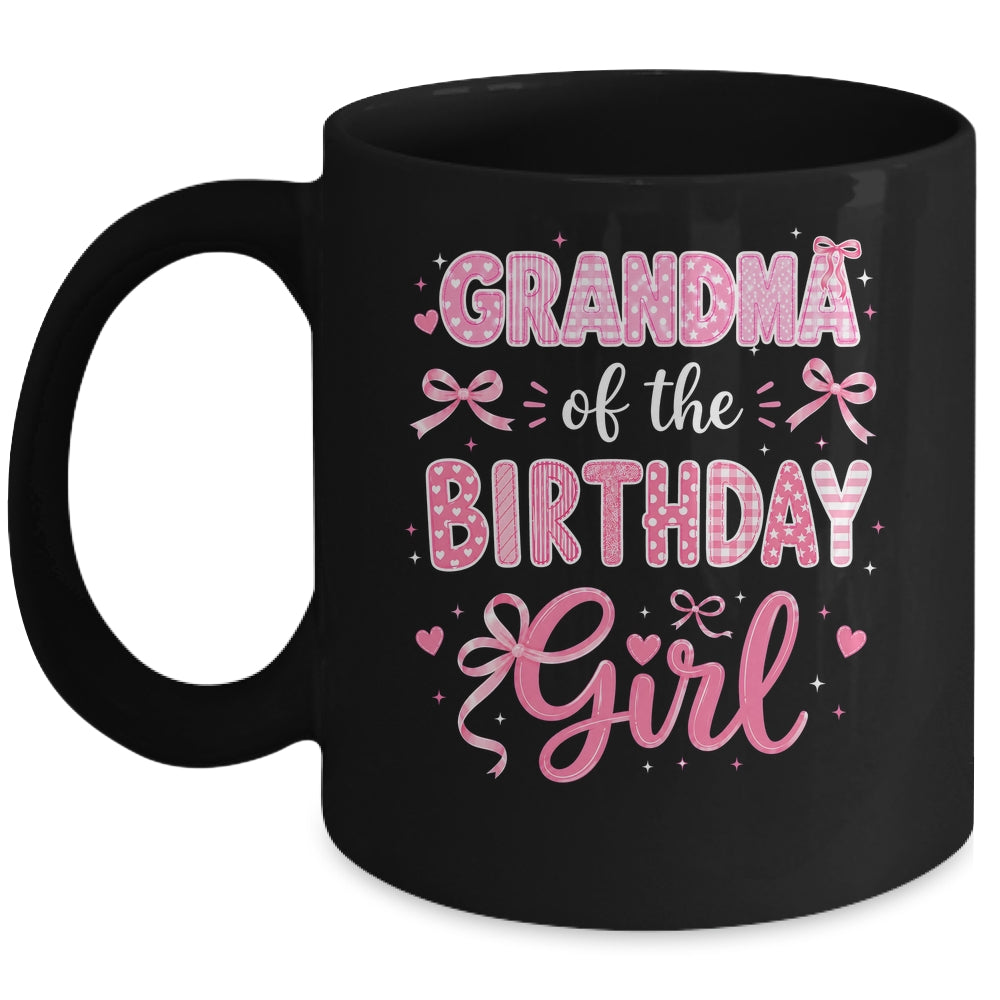 Grandma Of The Birthday Girl Matching Pink Coquette Bow Mug | teecentury