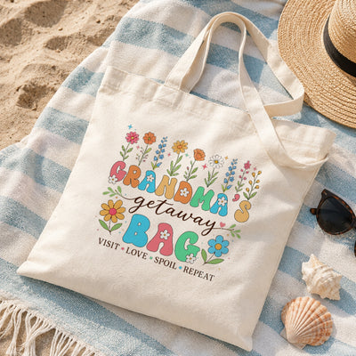 Grandma's Getaway Bag Floral Tote Bag Aesthetic Canvas Tote For Grandma Mom Women Reusable Grocery Shopping Beach Travel Everyday Use Gift For Grandmother Birthday Shirt & Hoodie | teecentury