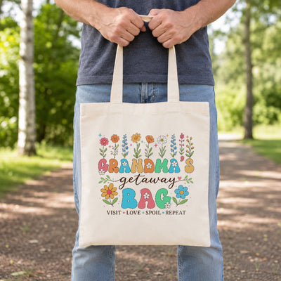 Grandma's Getaway Bag Floral Tote Bag Aesthetic Canvas Tote For Grandma Mom Women Reusable Grocery Shopping Beach Travel Everyday Use Gift For Grandmother Birthday Shirt & Hoodie | teecentury