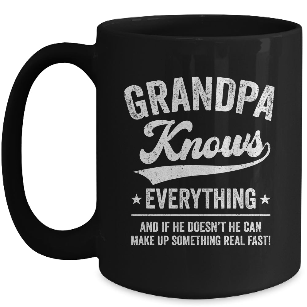 Grandpa Knows Everything Fathers Day Birthday Christmas Mug | teecentury