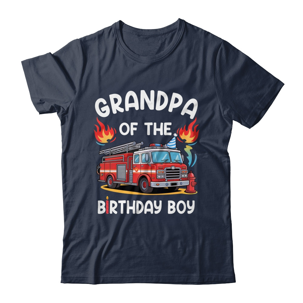 Grandpa Of The Birthday Boy Fire Truck Firefighter 1st Party Shirt & Hoodie | teecentury