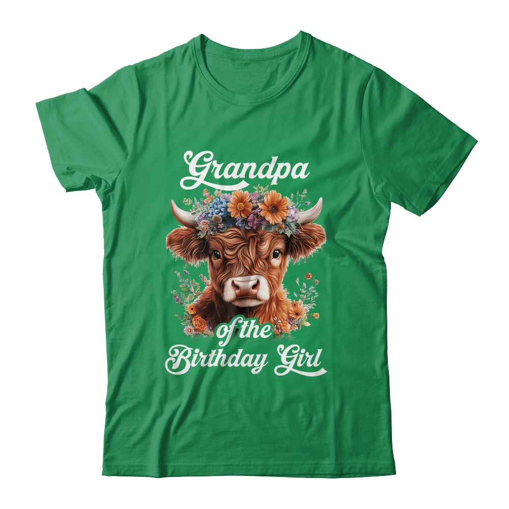 Grandpa Of The Birthday Girl Highland Cow Farm Family Shirt & Hoodie | teecentury
