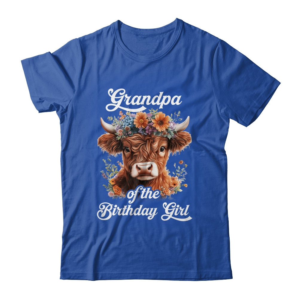 Grandpa Of The Birthday Girl Highland Cow Farm Family Shirt & Hoodie | teecentury