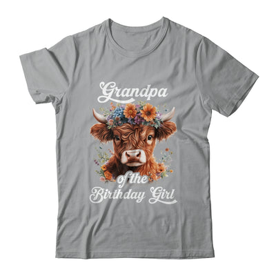 Grandpa Of The Birthday Girl Highland Cow Farm Family Shirt & Hoodie | teecentury