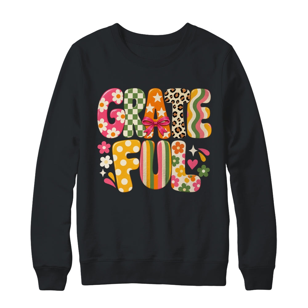 Grateful Preppy Fall Season Thanksgiving Faith Christian Shirt & Sweatshirt | teecentury